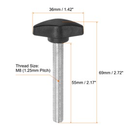 QUARKZMAN Pack of 10 Thumb Screws M8 x 55 mm Thumb Screw with T-shaped Handle, Galvanised Carbon Steel Threaded Bolts Thumb Screws 36 mm Clamping Screw Knob for Quick Removal