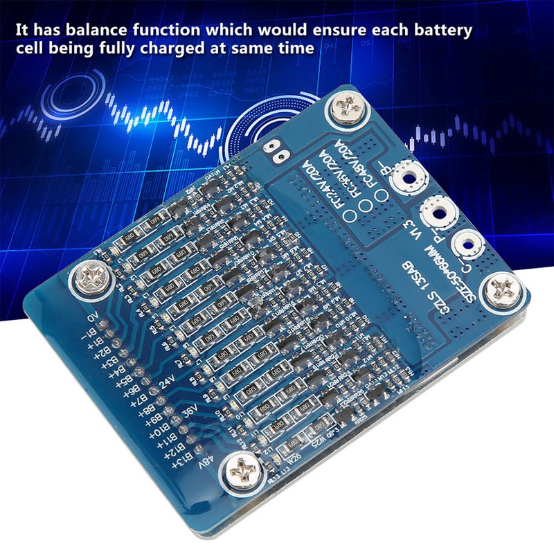13S 48V 20A Li ion Cell 18650 Battery Protection BMS