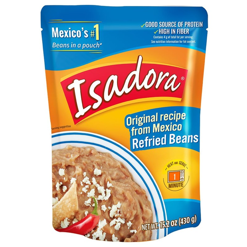 Isadora Original Refried Beans in Pouch (Pack of 8), Delicious