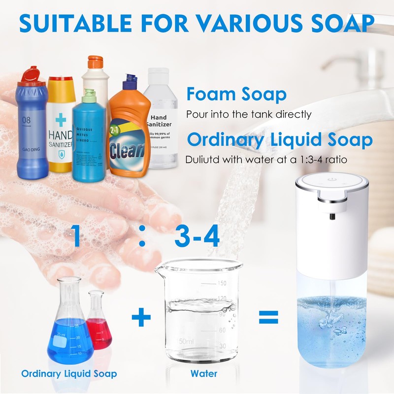 XINKORA Automatic Foaming Soap Dispenser, Touchless Foam Hand Soap Dispenser