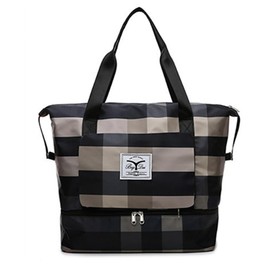 Foldable Dry/Wet Separation Travel Bag,Large Capacity Folding Travel Bag,Unisex Portable Foldable Travel Lightweight Waterproof Oxford Fabric Bag (Black)