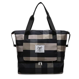 Foldable Dry/Wet Separation Travel Bag,Large Capacity Folding Travel Bag,Unisex Portable Foldable Travel Lightweight Waterproof Oxford Fabric Bag (Black)
