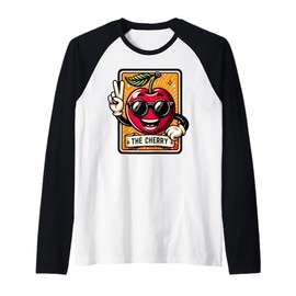 Cherry With Sunglasses, Fruit Lover Tarot Card Raglan Baseball Tee
