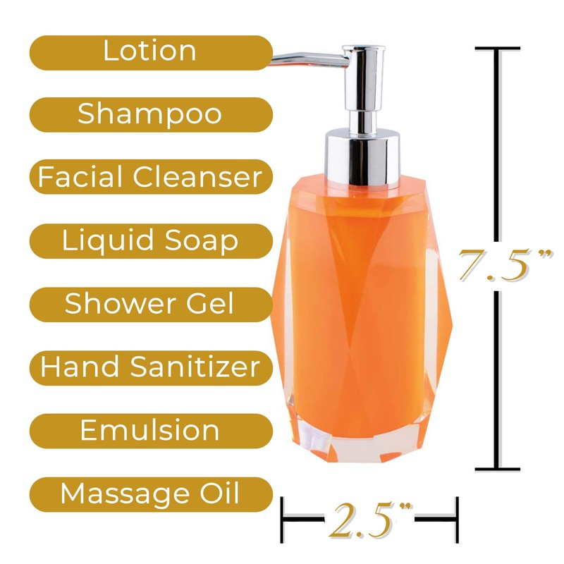 Faceted Lotion Pump, Durable Resin, Smooth, Easy to Clean, for