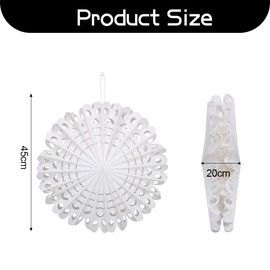 Snowflakes Paper Stars, Size White Paper Snowflakes Christmas Decoration, 45 cm Folding Star Christmas, Flower Shape, Hanging Paper Star Decoration for Winter, Christmas, Wedding, Christening Window
