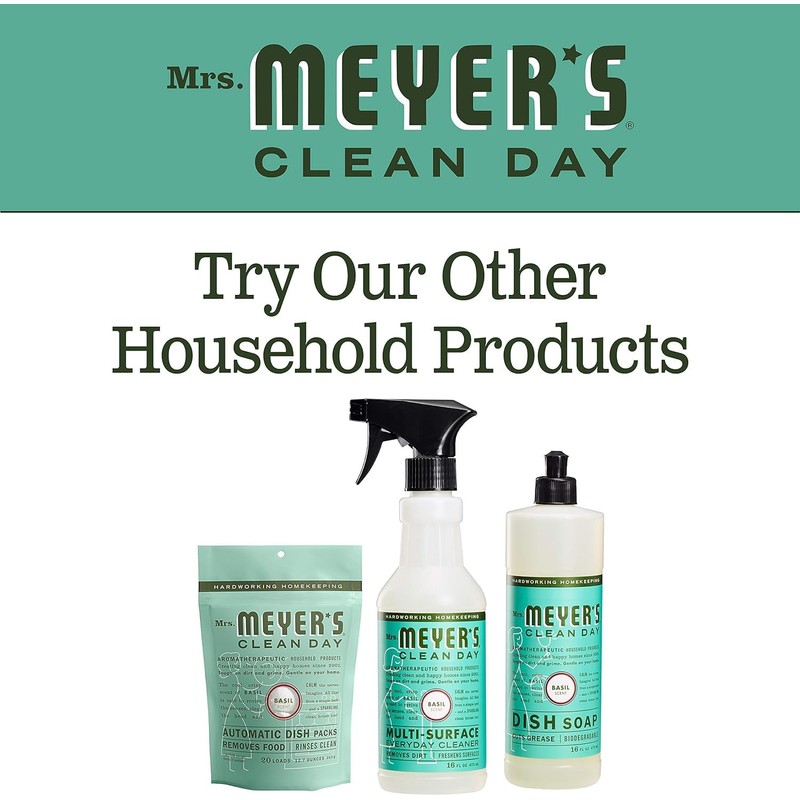 MRS. MEYER'S CLEAN DAY Liquid Dish Soap, Biodegradable Formula, Basil,
