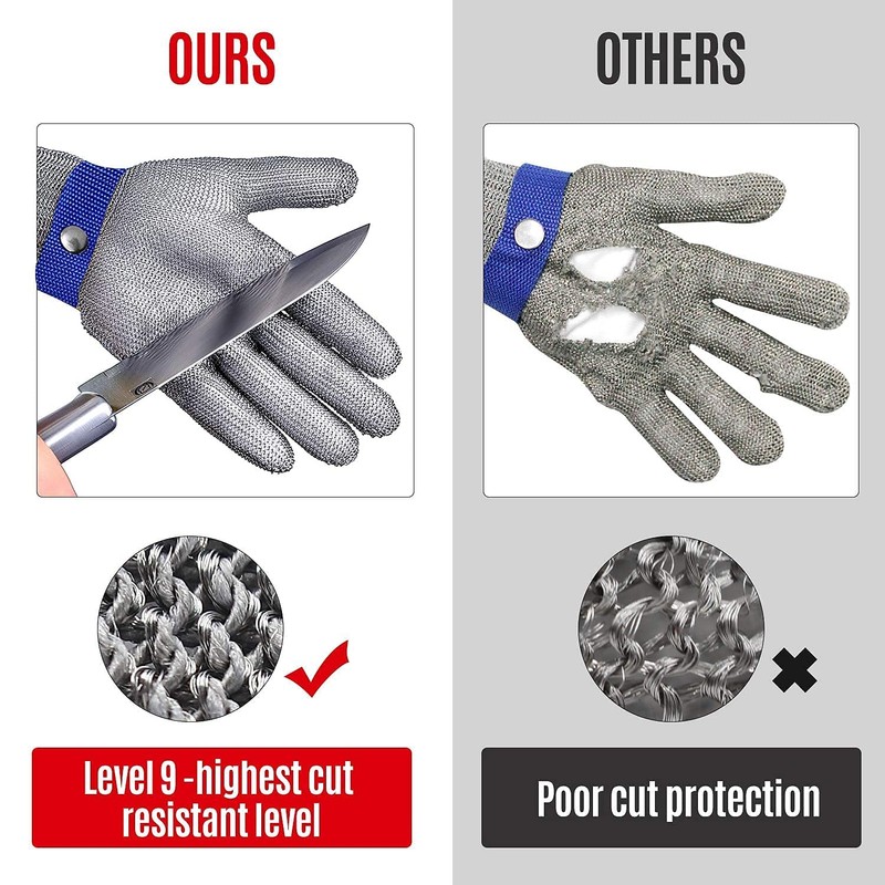 MAFORES Cut Resistant Glove Level 9 Stainless Steel Wire Metal