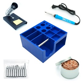 Soldering Iron Stands with Soldering Iron Soldering Iron Tip Soldering Storage Box Brass Cleaning Wire; Cleaning Sponge; Soldering Tip Cleaner Tweezers Set Professional Electronic Soldering Kit