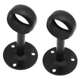 GWAYN 2 Pcs 1 inch Curtain Rod Stainless Steel Ceiling-Mount Bracket Black Curtain Flange Rod Holder