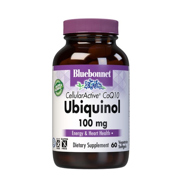 Bluebonnet Ccellular Active CoQ10 Ubiquinol Vegetarian Softgels, 100 mg, Maroon, 60 Count