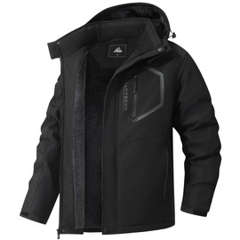 MAOYSSEN Men's Mountain Ski Jacket Winter Snow Coats Waterproof Warm Fleece Lining Jacket Parka with Hooded