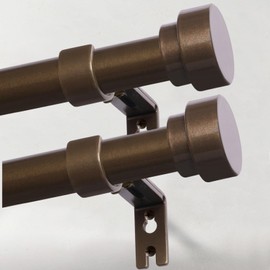 IFELS Heavy Duty Curtain Rods for Windows 72 to 144 Inch, 1 Inch Bronze Curtain Rods Set of 2 Pack for Outdoor Patio, Farmhouse, Bedroom, Adjustable Easy Install Modern Drapery Rod (Bronze,30-150-2p)