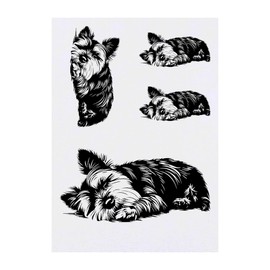 Azeeda 4 x 'Yorkshire Terrier schlafen' Temporäre Tattoos - Wasserfest, Hautfreundlich & Ungiftig · Transfers in Verschiedenen Größen (TO00083346)
