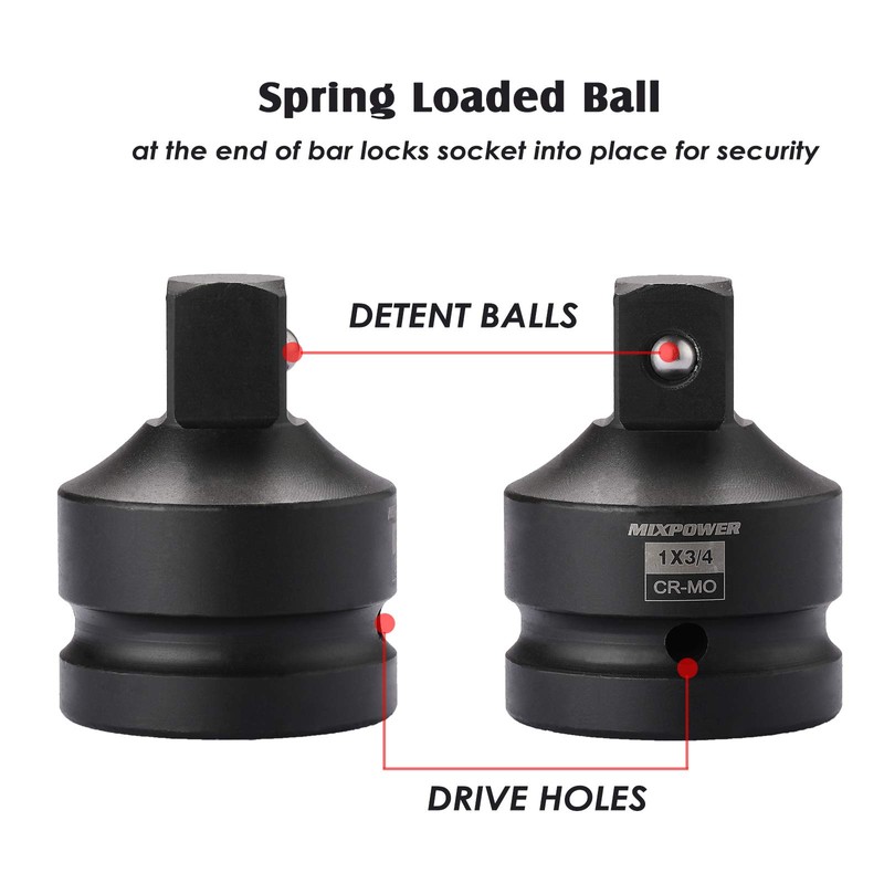 MIXPOWER 1-Inch Drive (F) to 3/4-Inch (M) Impact Socket Adapter