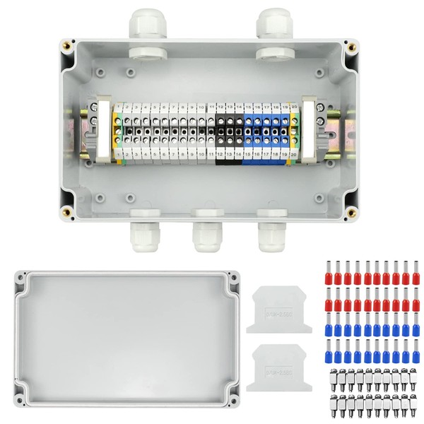 wocpvm Junction Box Waterproof, 2 in 3 Out Junction Box