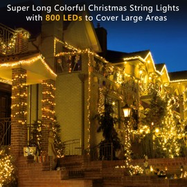 BlcTec Christmas Lights 800 LED 272FT Christmas Tree Lights with 8 Modes, Waterproof, Timer and Connectable Christmas String Lights for Indoor Outdoor Xmas Decorations, Warm White