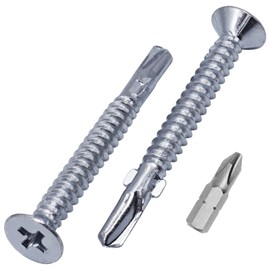SKIR'CO (30 pcs) Zinc Plated Steel 4.8 x 45 mm Self-Drilling Screws with Wings, PH Countersunk Head