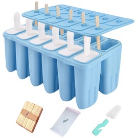Silicone Popsicle Molds with Sticks Wpunwen 12 Cavity Ice Popsicle MoldsIce Cream Mold with Clean Brush 12 Reusable Sticks 50 Sticks 50 Bags Blue