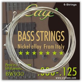 Blissis Electric Bass Strings, 6 Strings, Nickel, Round Wound, Long Scale, Regular Gauge (.030-.125)