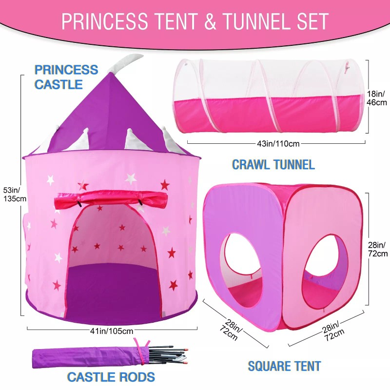 HIde N Side Girls Princess Castle Tent & tunnel! BONUS