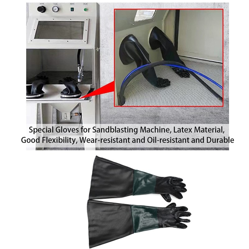 CHADWICK 1 Pair Sandblasting Cabinet Gloves 23.6",Blast Protection, with 2