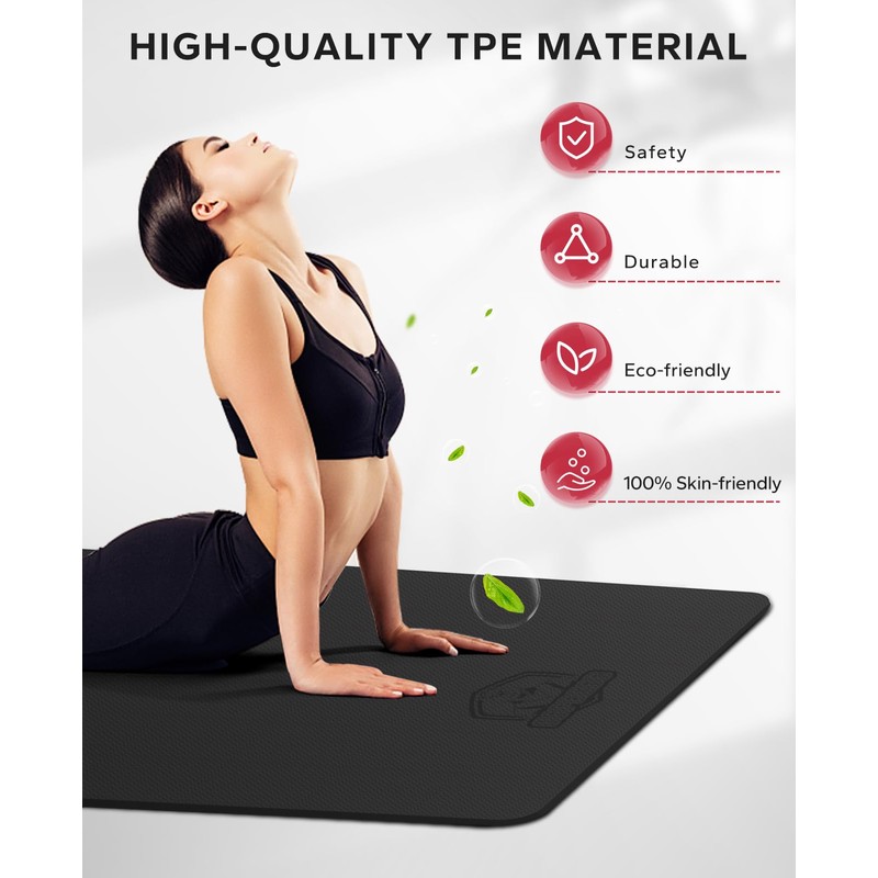 HAPBEAR Extra Large Yoga Mat - 72"x48"x8mm (1/3 inch), Non-Slip,