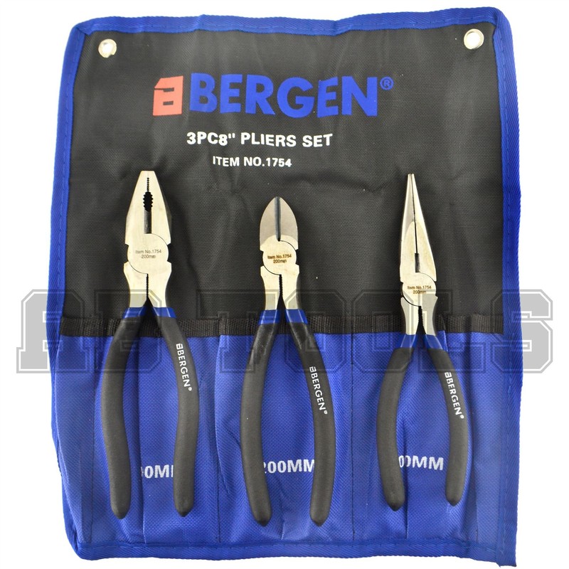3pc Professional plier Set (Combination/Cutters and Long Nose) AT125