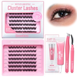 Beetles Lash Clusters Kit 70pcs Individual Lash Extension Kit Dramatic Eyelash Clusters Kit 10-16mm 3D False Eyelash Extension Kit Lash Adhesive, Brush and Tweezers DIY Lash Kit Little Monsters KDL001
