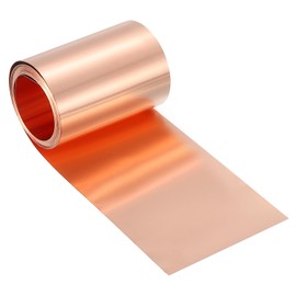 uxcell Pure Copper Sheet Roll, 0.1mm 22Ga Thick T2 Copper Flashing 2440mm x 51mm/8Ft x 2in Copper Strip Soft Copper Metal Foil Plate for Craft Electrical House Repair