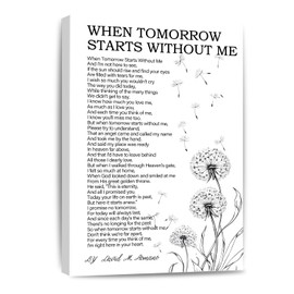 When Tomorrow Starts Without Me Canvas Wall Art Memorial Poem Print Sympathy Gifts for Loss of Loved One Bereavement Painting for Home Decor Grief Gift Framed 8 * 12 Inch