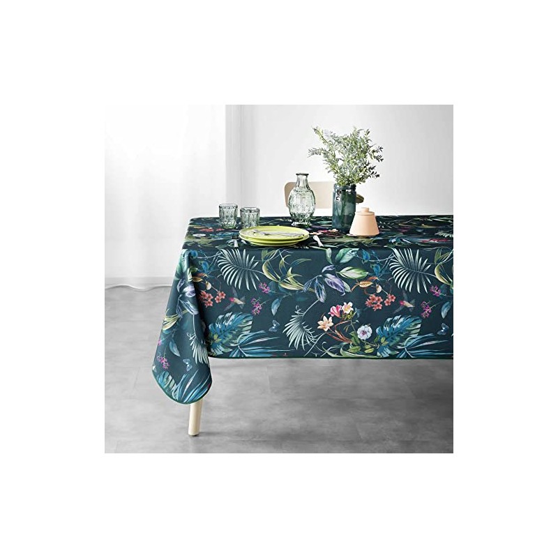 Douceur d'Intérieur, Rectangular Tablecloth 150 x 240 cm Emerald Polyester