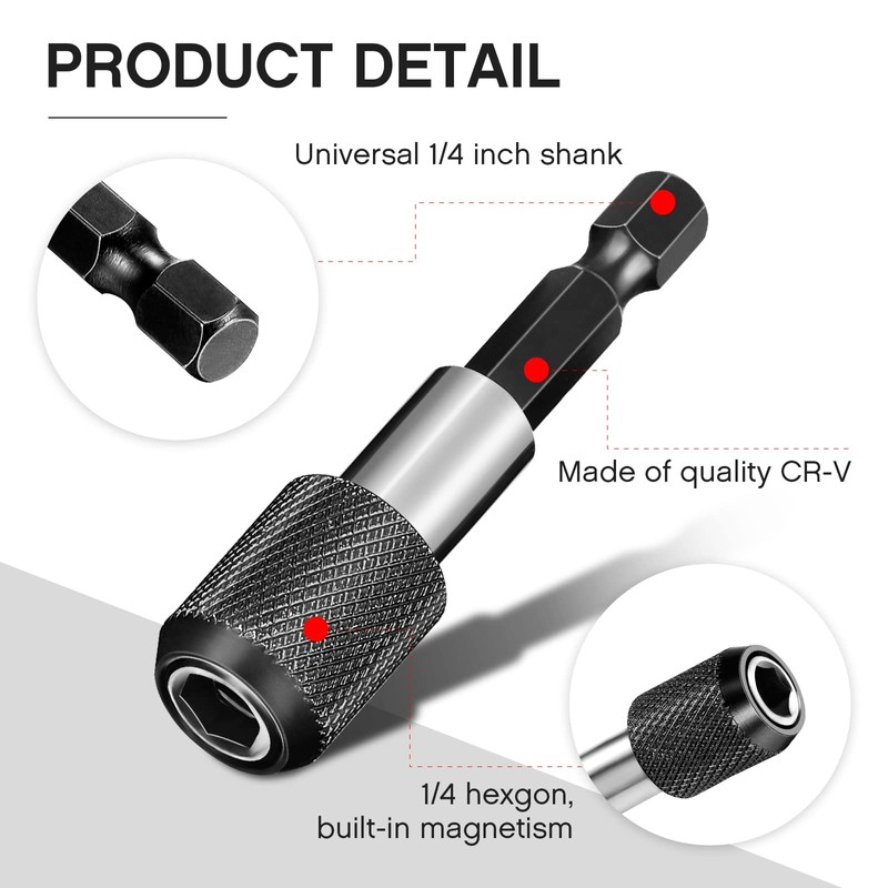Chumia 5 Pcs Drill Bit Holder Magnetic Drill Bit Extension