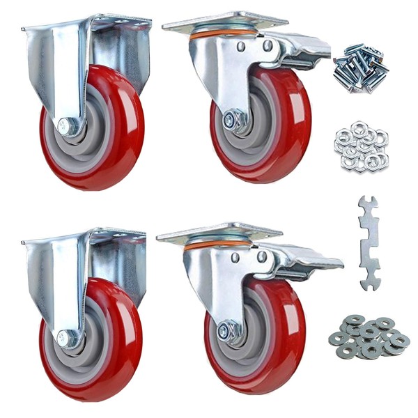 JMSEYOE Caster Wheels with Brake 2200lbs,Heavy Duty Casters Set of