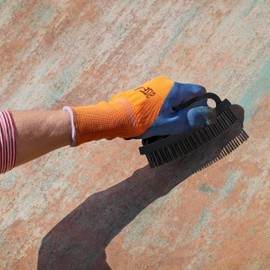 Relaxdays Wire Brush 7-Piece Set, 2 Stainless Steel, Nylon & Brass Brushes, Steel Brush with Handle, 3 Rows, Black, 7.5 x 16 x 2 cm