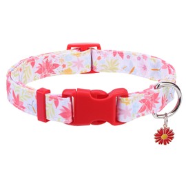 PUPTECK Cute Floral Dog Collar, Soft Cloth Fabric Dog Collars for Small Medium Large Dogs, Adjustable Puppy Collar with Pendant for Male Female Boys Girls Accessories