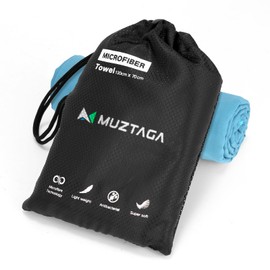 Muztaga Microfiber Beach Towel-Perfect for Travel, Sports, Camping, Swimming, Yoga, Gym- Quick Dry, Sand Free, Compact, Lightweight, Absorbent (Blue, Medium(130x70cm, 51x27”))