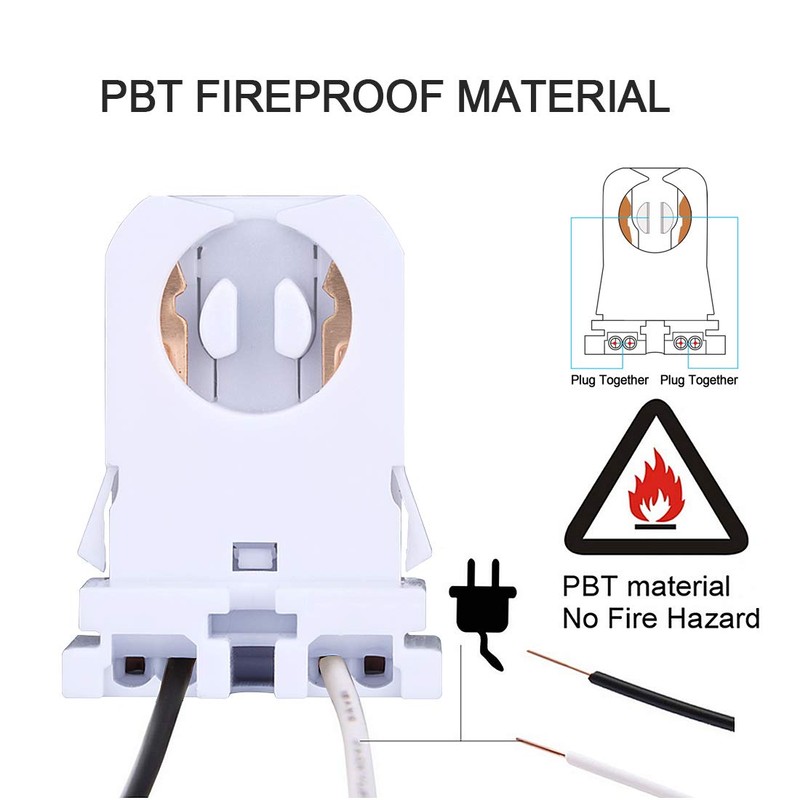 G13 T8 Bi-pin Socket Tombstone Lamp Holder Non-shunted Turn Type