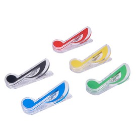 WANDIC 5pcs Music Note Clip Book Page Clip Plastic Stationary