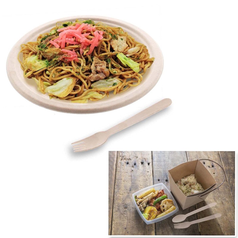 Nakamura Disposable Forks, Wooden Individual Packaging, Unbleached Paper, Natural, Approx.