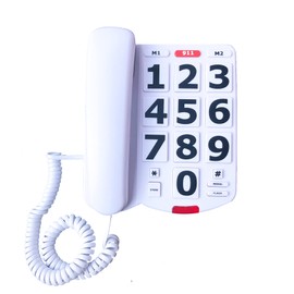 Benotek Corded Big Button Landline Phones for Seniors Home, Single Line Easy to Read Desk Telephone for Visually and Hearing Impaired Old People, Wired Extra Louder Ringer Home Phone