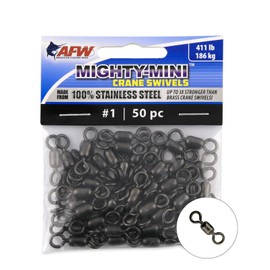 American Fishing Wire Mighty Mini Grúa giratoria de Acero Inoxidable, tamaño #1, Prueba de 400 Libras, Color Negro plomizo, 50 Unidades