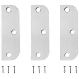 CHENJIN 3PCS Stainless Steel Door Hinge Filler Plate 3.5 inch Silver with 9 Screws Hole Cover Blank Hinge Spacer