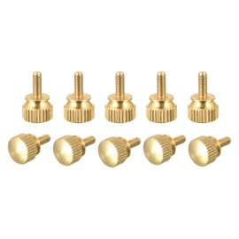 sourcing map 10Pcs Knurled Thumb Screws, M3x8mm Brass Shoulder Bolts Stepped Grip Knobs Fasteners for PC, Electronic, Mechanical