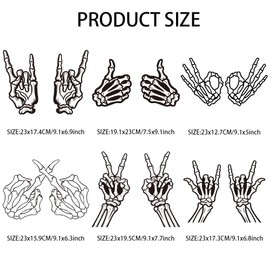arricraft 6 Sheets Skull Hand Cloth Iron on Stickers, Skull Hand Gesture Heat Transfer Stickers Decals for DIY T-Shirt Jeans Backpacks Families Clothing Hat Decoration Applique