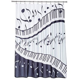 Borders Unlimited Black & Grey Music Shower Curtain, 72" x 72", Multi