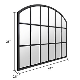 Jesantab Black Window Mirrors for Wall Decor, Farmhouse Wide Arched Mirror, Wood Framed Decorative Mirror for Living Room, Entryway, Hallway, Fireplace, 44“X28”