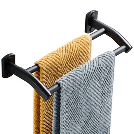 Dancrul Black Double Towel Bar, Hand Towel Racks for Bathroom Wall Mounted Towel Hanger, Matte Black Bath Towel Rod 30CM