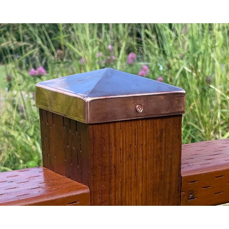 Copper Fence Post Cap 3.5 x 3.5 Inch Pyramid Design