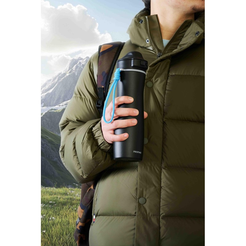 Profino Active Sports Bottle, 750 ml, Tritan, Black Transparent, Ergonomic