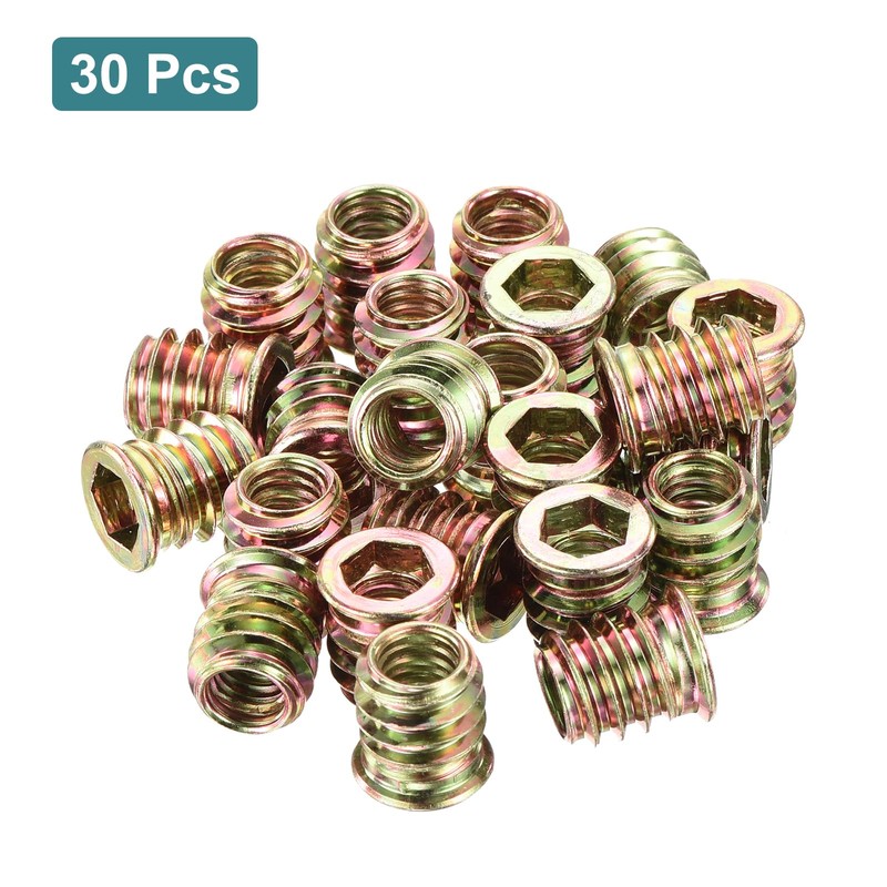 sourcing map 30Pcs Threaded Inserts, 5/16"-18x19/32" Zinc Alloy Hex Socket